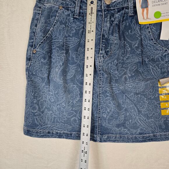 Seven7 Delancy Denim Skirt Pleated Paisley Womens 4 Mini Skirt 0746 - Picture 6 of 9